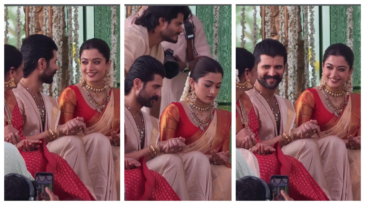 Rashmika Mandanna Vijay Deverakonda chemistry is unmissable in new videos from puja ceremony