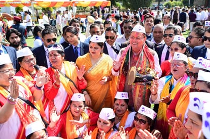 Holi 2026 Celebrated at CM Dhami residence to tunes of folk songs Huge Gathering