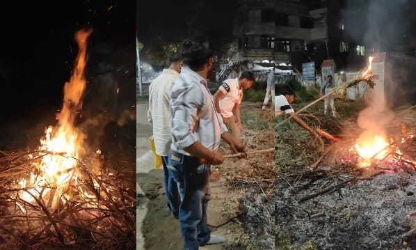 Orai Holika Dahan took place at 1194 locations with people drenched in abir gulal people prayed for happiness