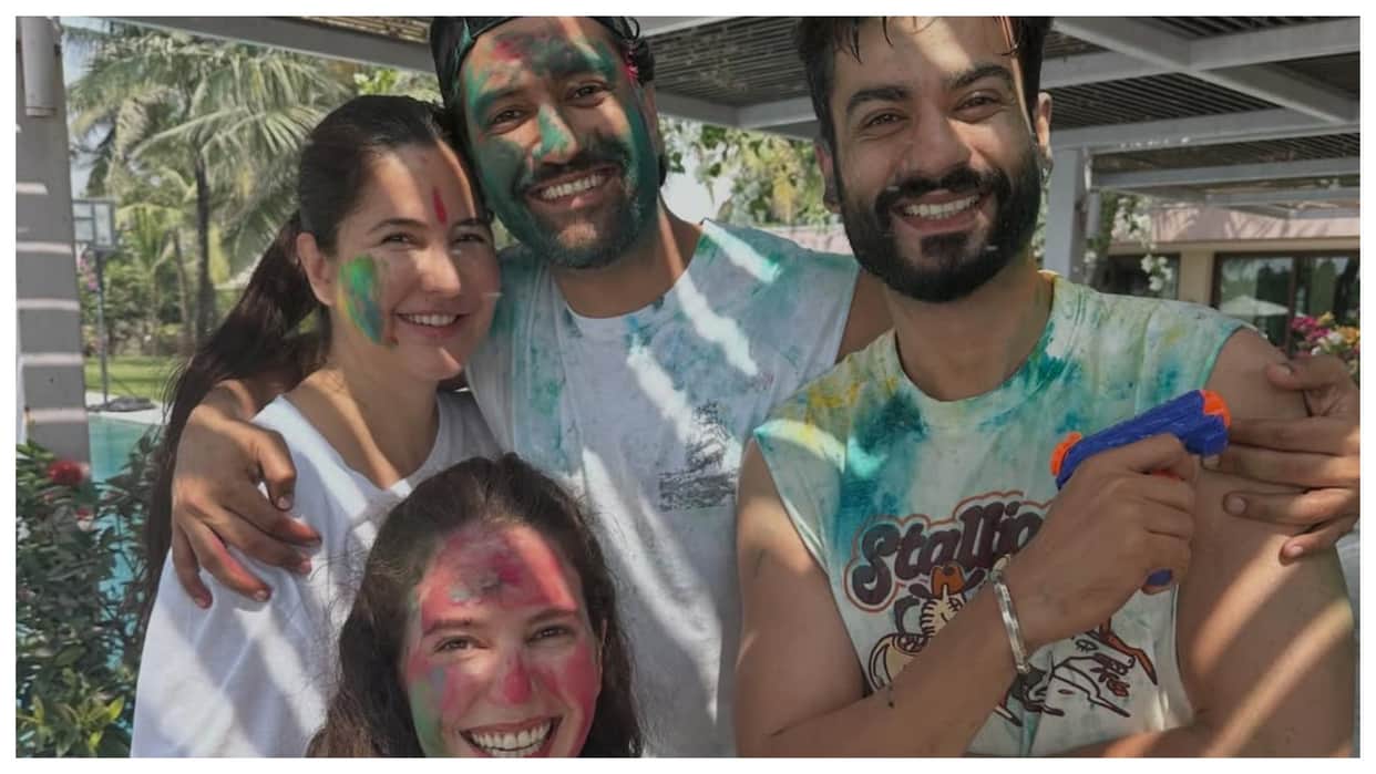 katrina kaif play holi with hubby vicky kaushal brother in law sunny and sister Isabelle see viral post