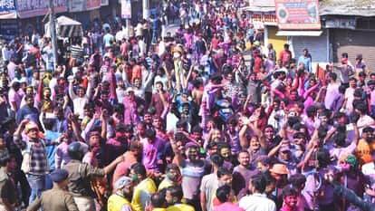 Holi 2026 Colours and Gulal rained in Bareilly historic Ram Barat