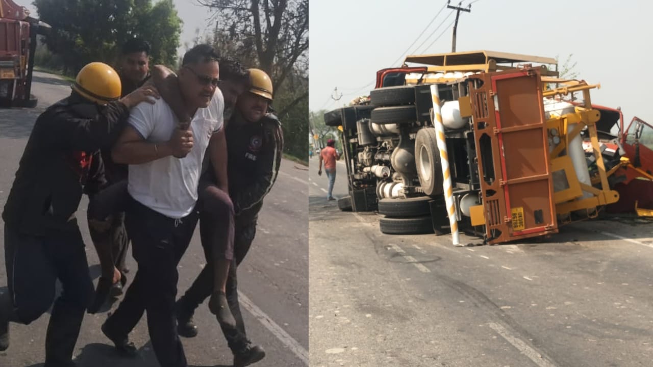 Roorkee:सीएनजी गैस से भरे और खाली टैंकर की हुई टक्कर, फायर ब्रिगेड के  जवानों ने घायल चालकों को निकाला बाहर - Cng Tankers Collide With Empty Ones  Injured Drivers Rescued ...