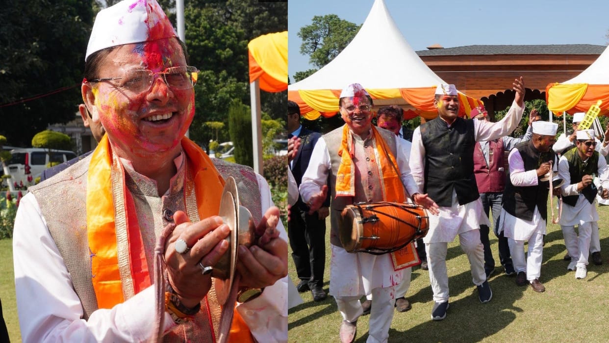 Holi 2026 celebration in Uttarakhand CM Dhami ministers and leaders Holi Watch photos