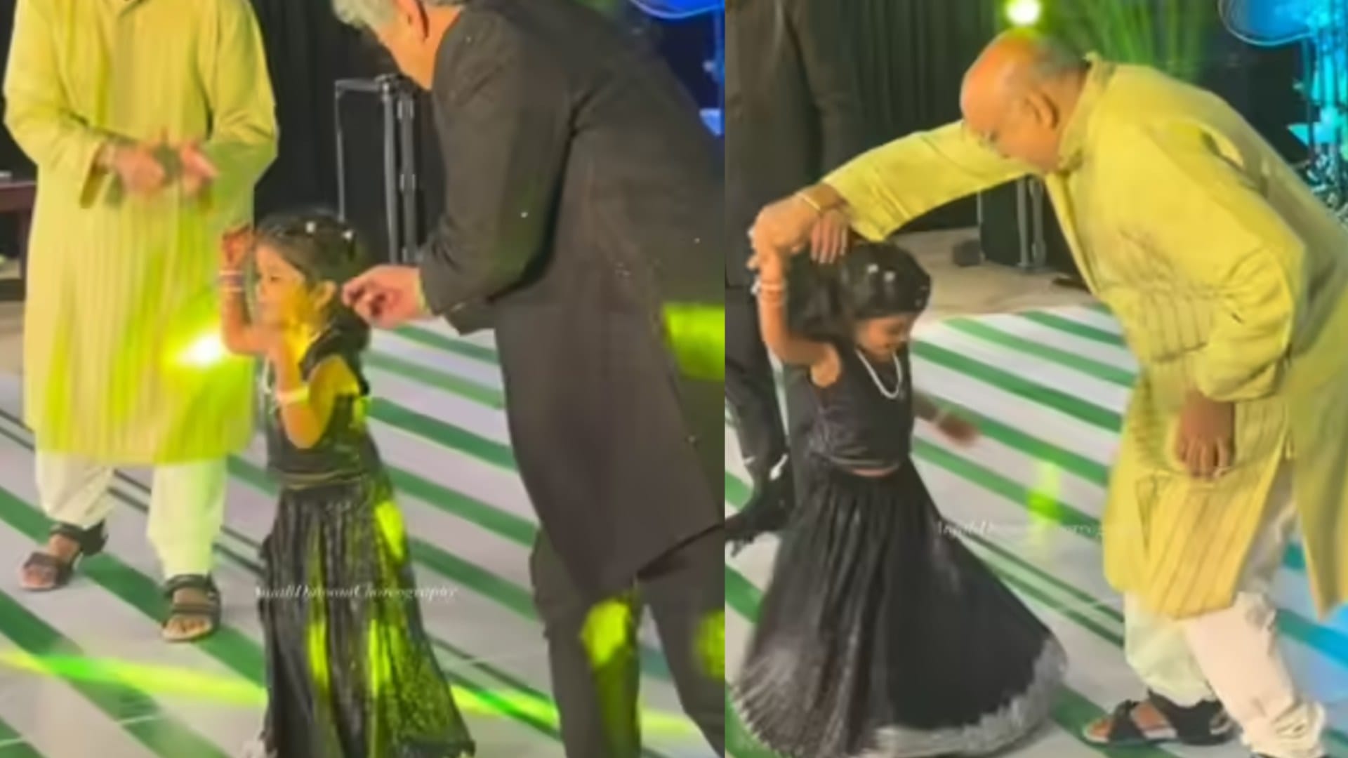 बच्ची ने दादा और नाना के साथ किया खूबसूरत डांस