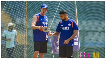 Washington Sundar slogged hard at the Indian team's net session ahead of Afghanistan T20 Series