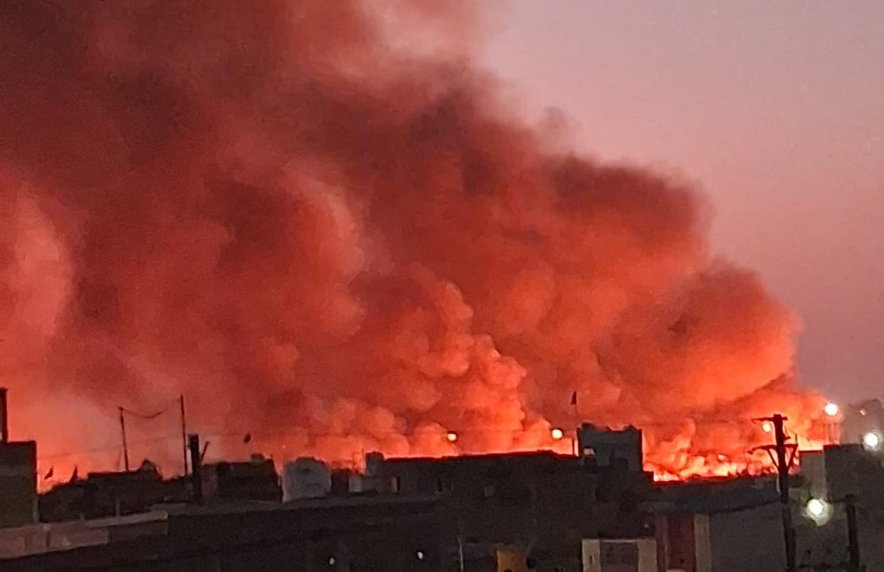 A massive fire broke out in dry bushes near Indore airport, with flames visible from half a kilometre away.