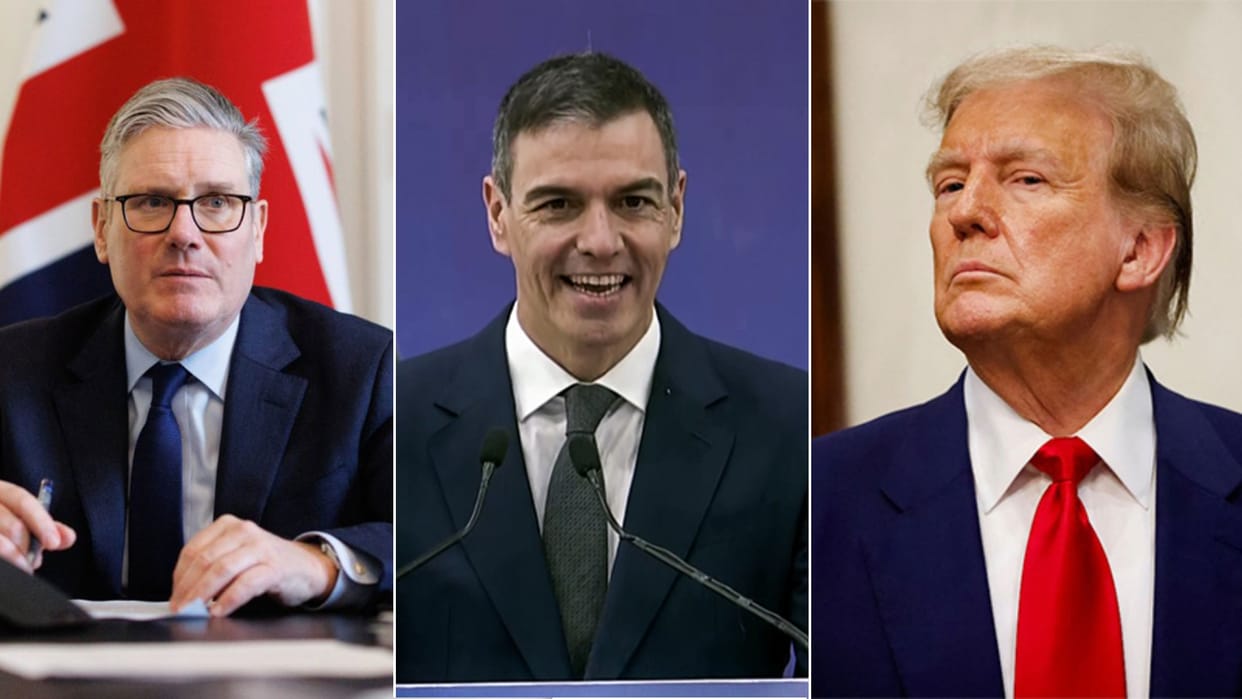 west asia crisis us president trump aggression uk pm starmer reply spanish pm pedro sanchez Russian roulette