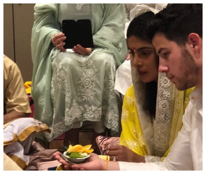priyanka shared her roka ceremony moments with nick jonas and mother madhu chopra