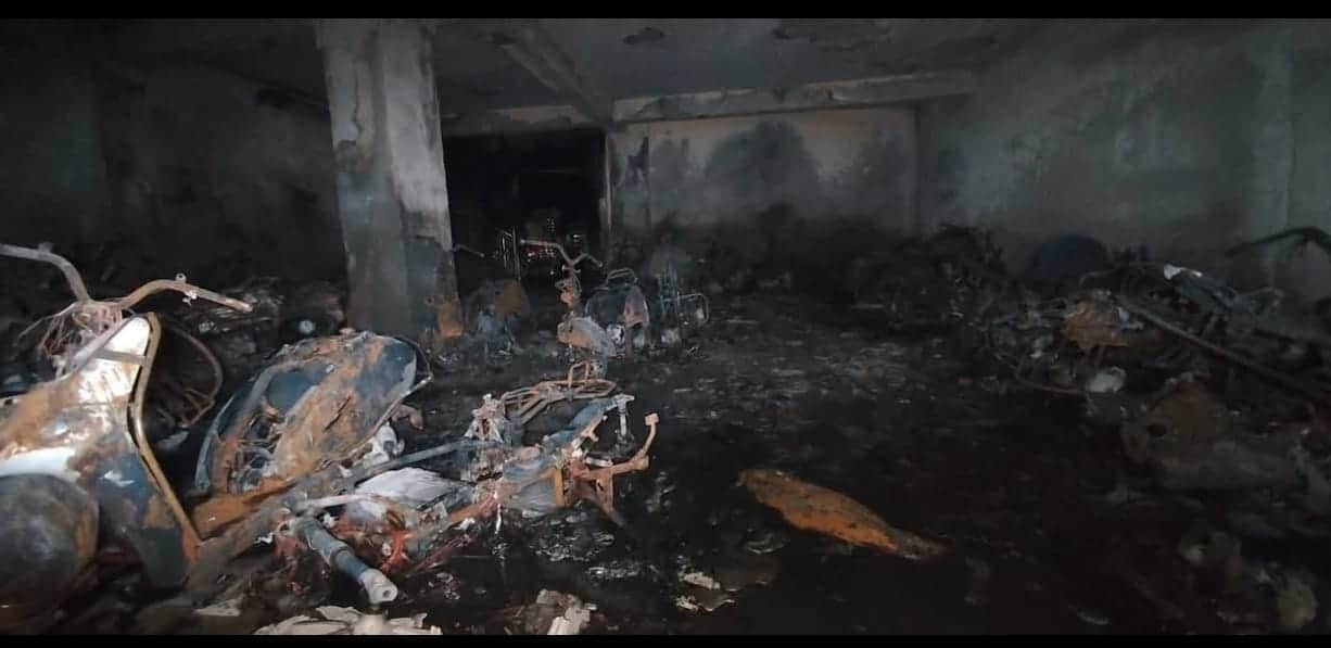 fire broke out in a five-story building in Khoda killing husband and wife injuring 15