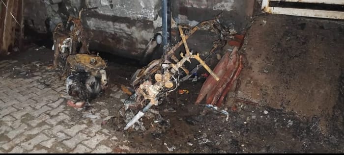 fire broke out in a five-story building in Khoda killing husband and wife injuring 15