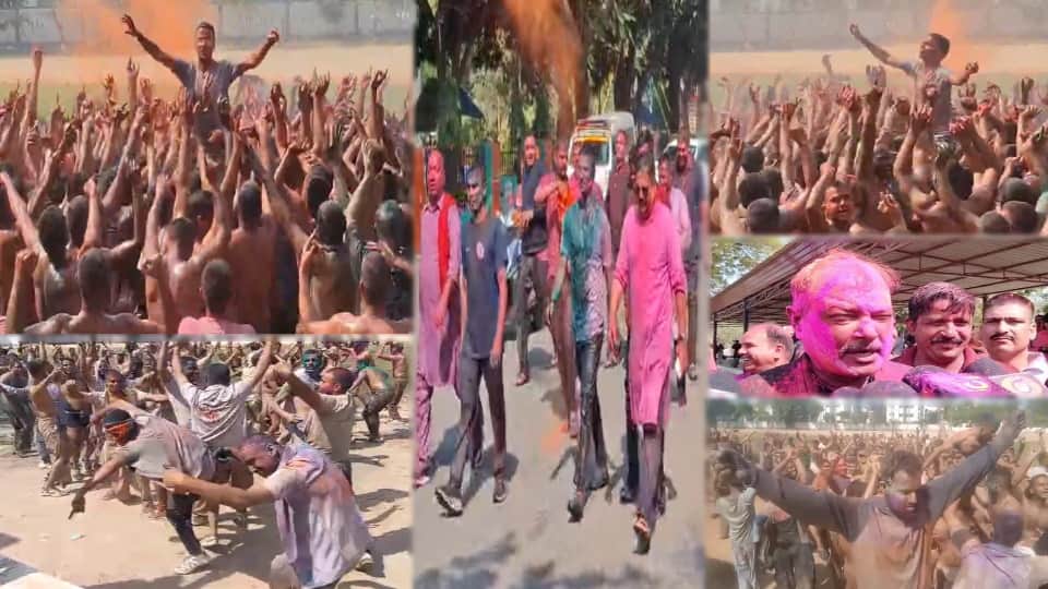 Holi Celebrations in Meerut Police Lines, SSP Dances with Recruits, Officers Exchange Colors