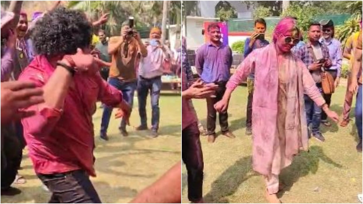 Bareilly Police celebrates Holi SSP Anurag Arya dances to Punjabi songs