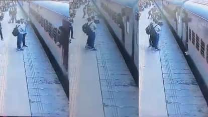 Passenger falls on platform while boarding train at Agra Cantt station video goes viral