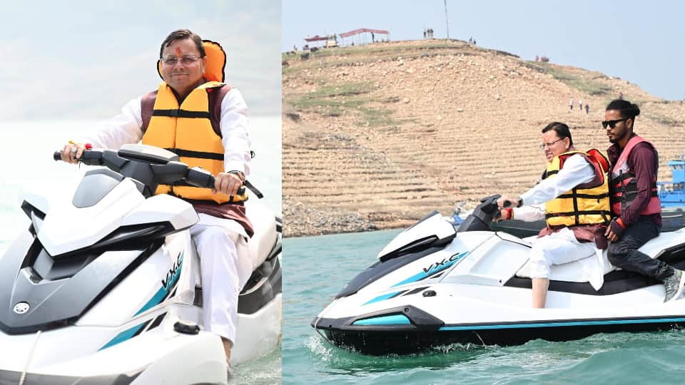 Tehri Lake Festival 2026 After inaugurating CM Dhami went for boating in lake Photos