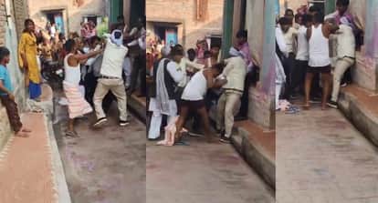 Hardoi In laws beat up son in law and his parents attacked them with sticks and also damaged a car