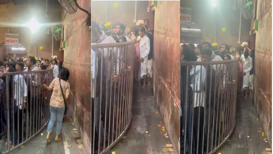 बांकेबिहारी मंदिर के गलियारे में भरा गंदा पानी