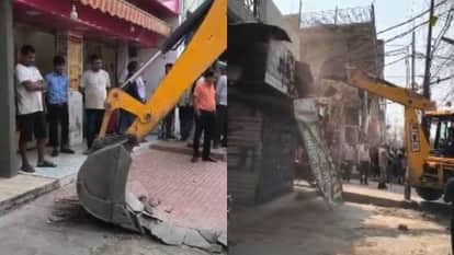 Municipal Corporation bulldozer runs on encroachment in Bareilly