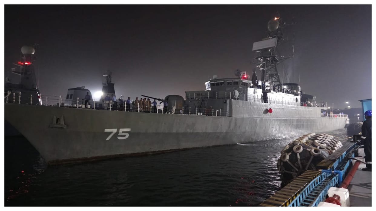 iran navy iris lavan safely docked in kochi after india gave permission