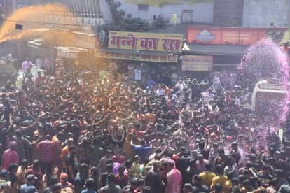 Bhopal awash in colours: A grand procession, modelled on Indore's Ger, filled the old city with drums, cymbals