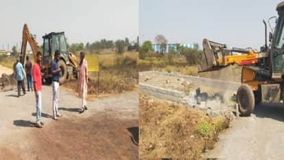 Bulldozer runs on illegal plotting in Raipur, construction built on 1 acre of land in Jarwai demolished