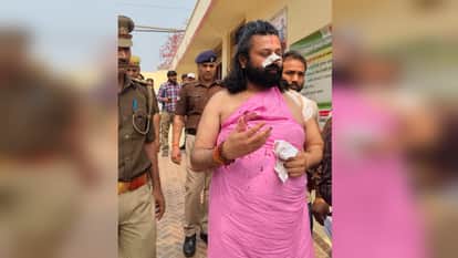 Ashutosh Brahmachari undergoes medical examination at Colvin Hospital after being attacked on a moving train,