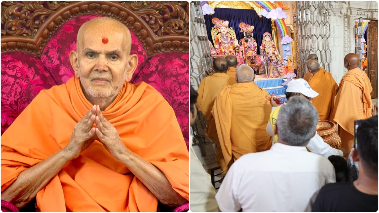 Phooldol Rangotsav was celebrated in Sarangpur; Param Pujya Mahant Swami Maharaj was also present