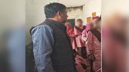 Bajrang Dal workers protest allegations of students being made to offer namaz in government school Budaun