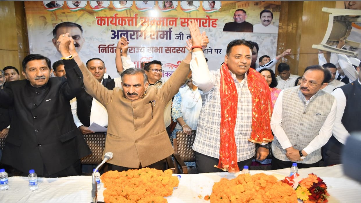 Himachal: Anurag Sharma elected unopposed to Rajya Sabha, celebrations at Congress office