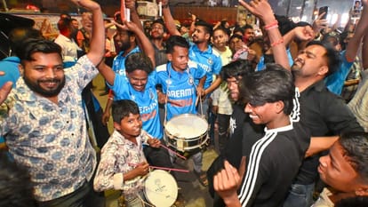Fans Celebration pictures India historic win nation erupt in celebration people cracking dance in streets