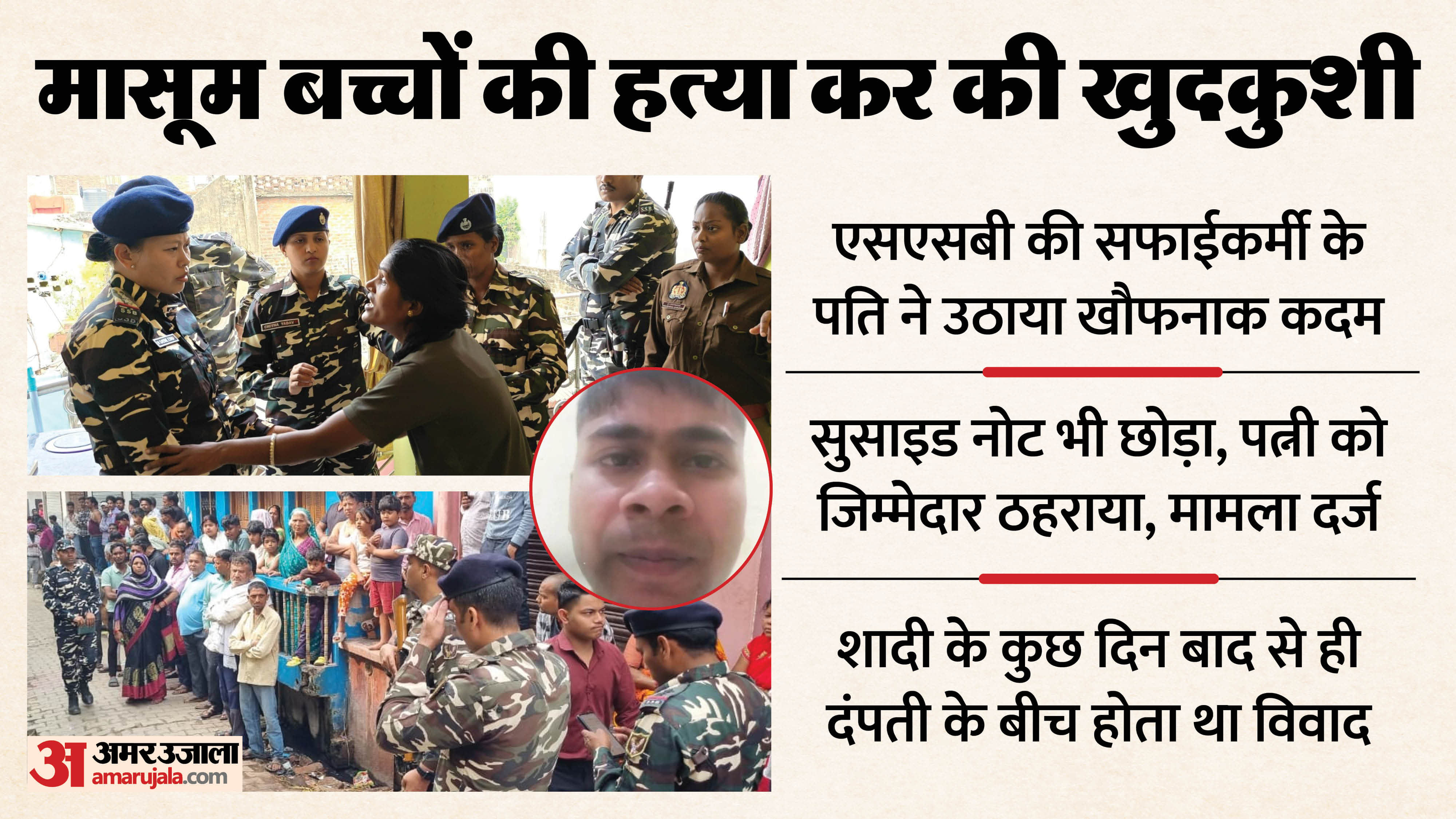 Husband of SSB sweeper kills two children and commits suicide in Maharajganj