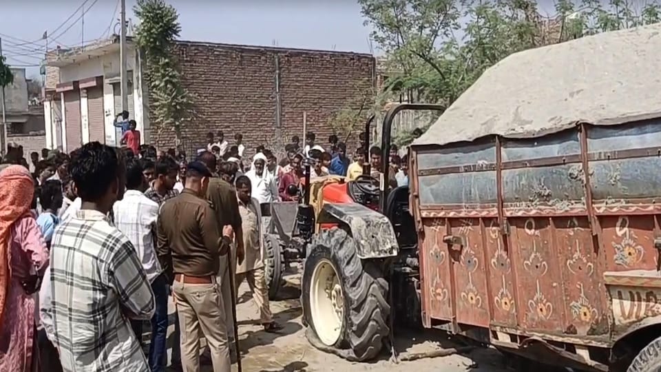 Seven-year-old Children after being hit by a tractor trolley