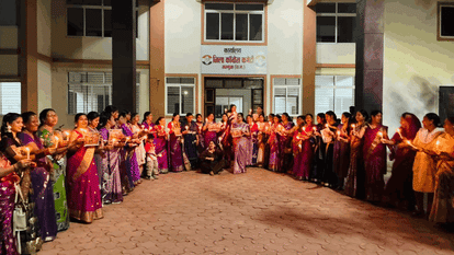 Surguja Mahila Congress organised candlelight march against increased prices of domestic gas cylinders