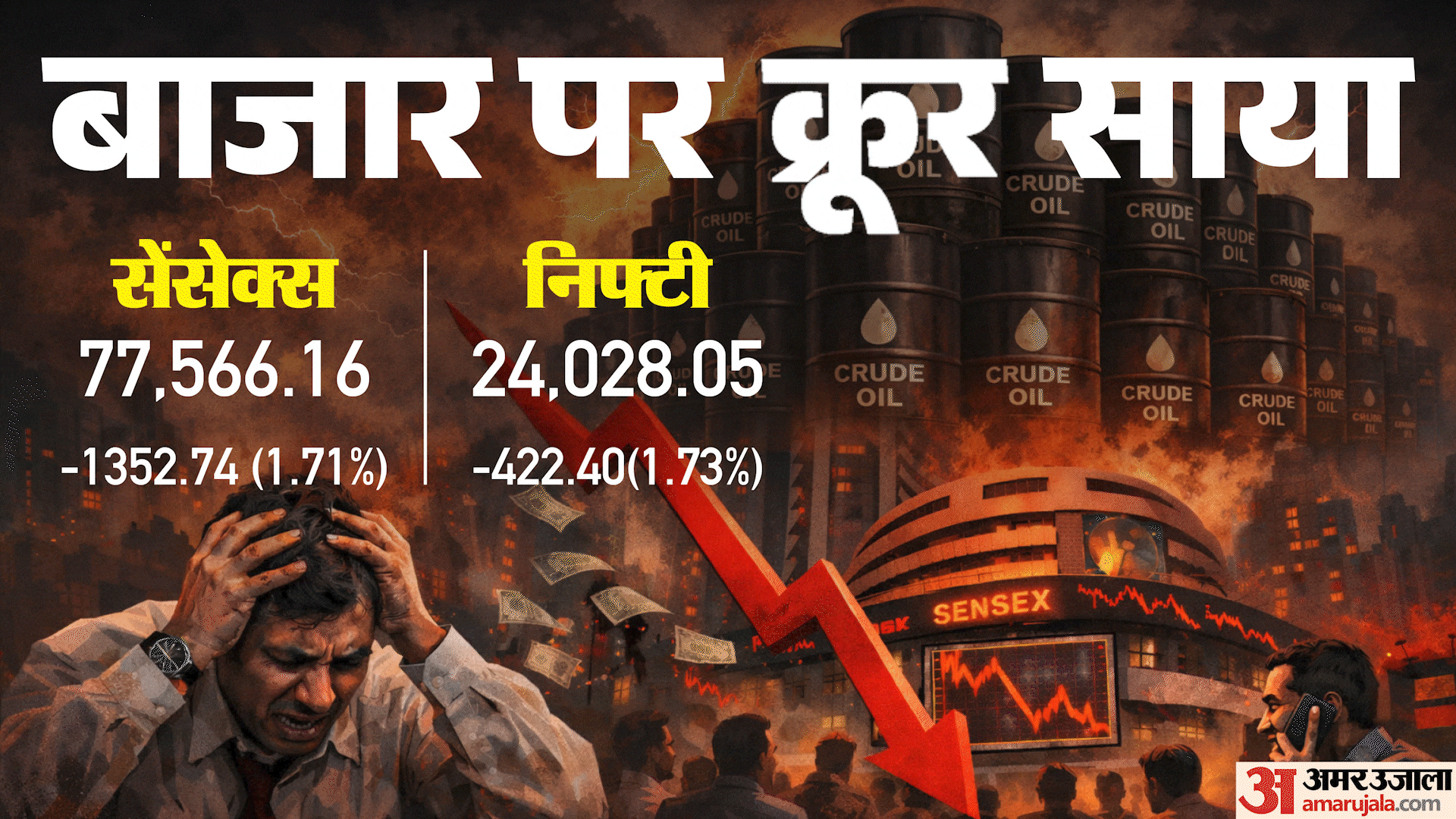 शेयर बाजार में गिरावट