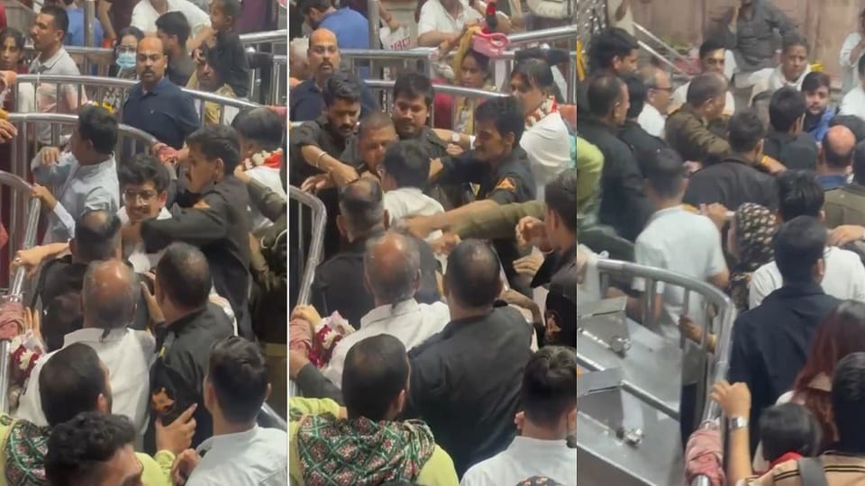 Devotees angry chaos at Banke Bihari Temple pushed abused