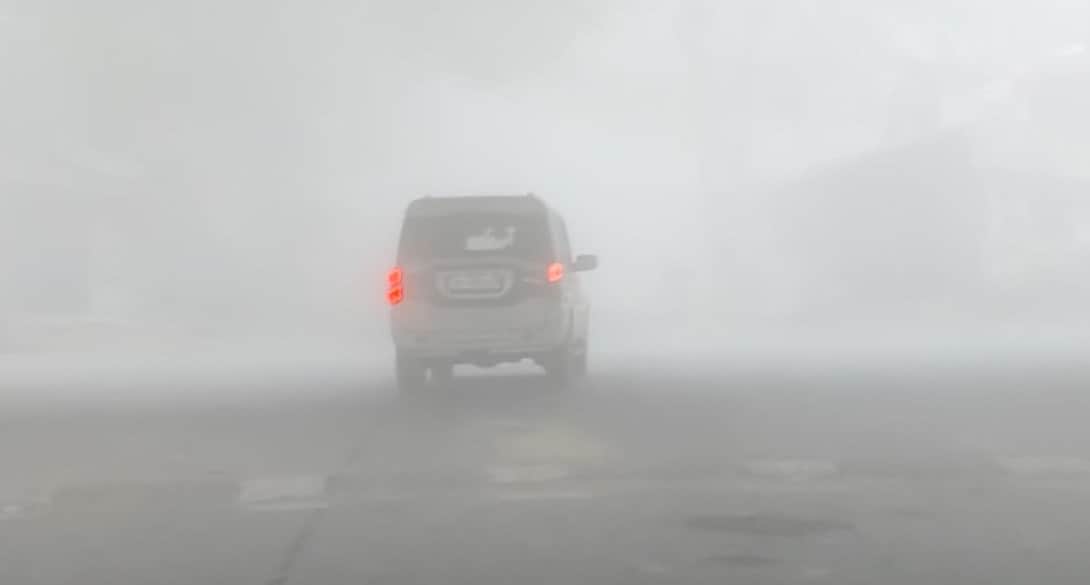 UP Weather Update Several districts are enveloped in a blanket of fog with zero visibility slowing down speeds