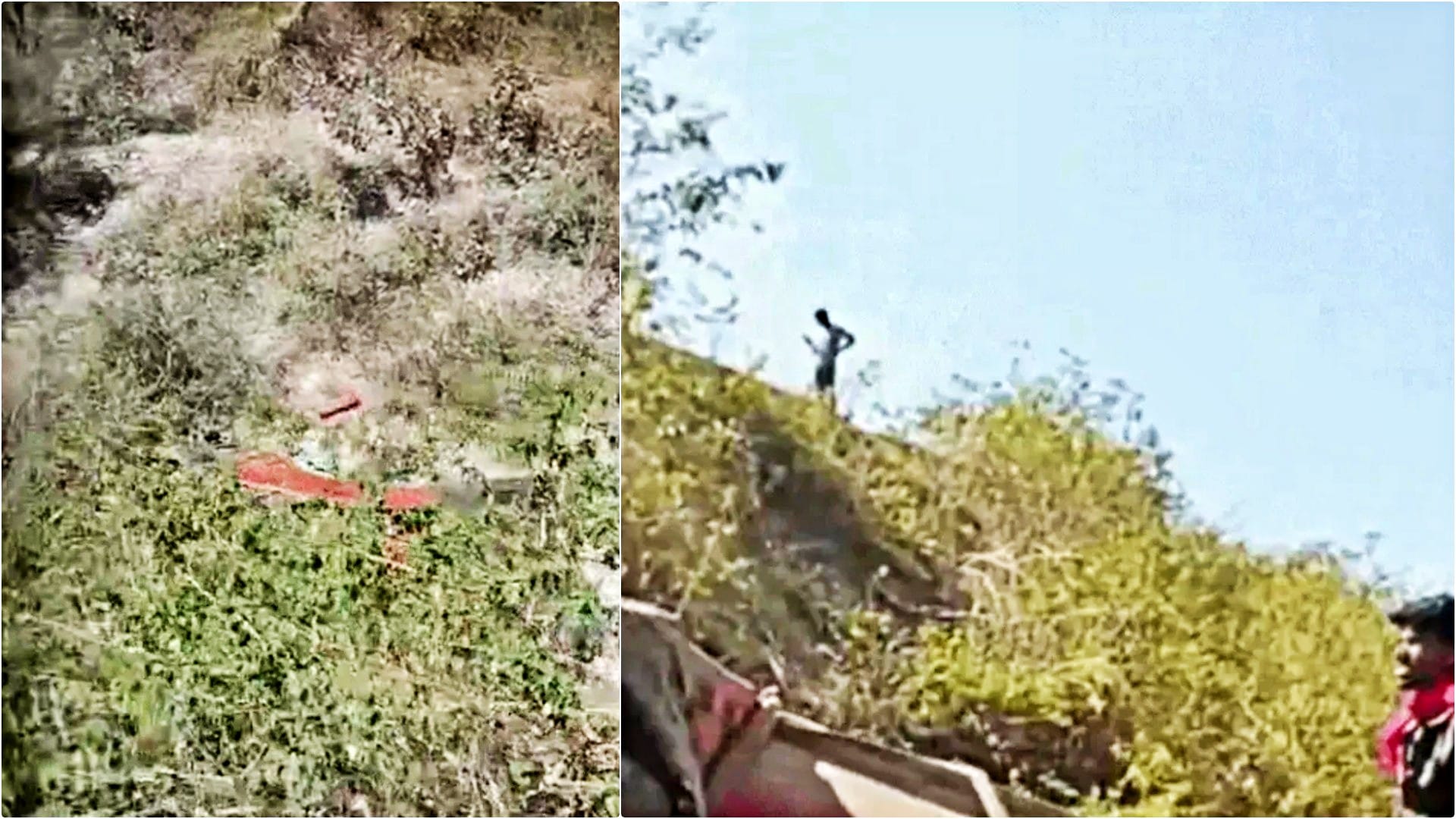 पत्थर के पावडर से भरा ट्रेलर खाई में गिरा