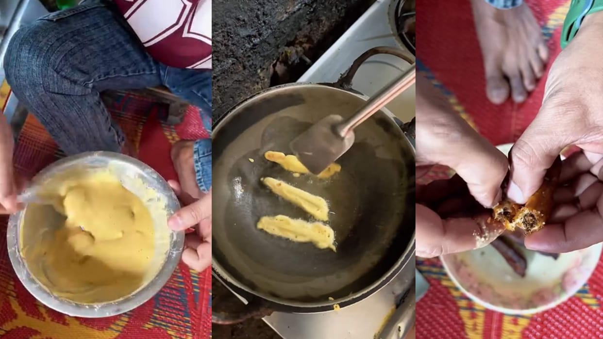 Man wrapped a cigarette in gram flour batter and made a pakora cigarette pakora viral video