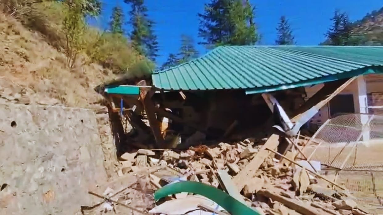 Himachal Shimla Theog Anganwadi centre was destroyed by a rockfall