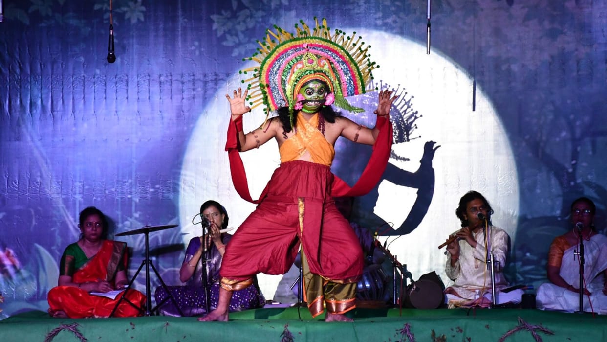 BHU Students performed in Sanskrit performed in Chhau style of Bharatanatyam Mahabharata