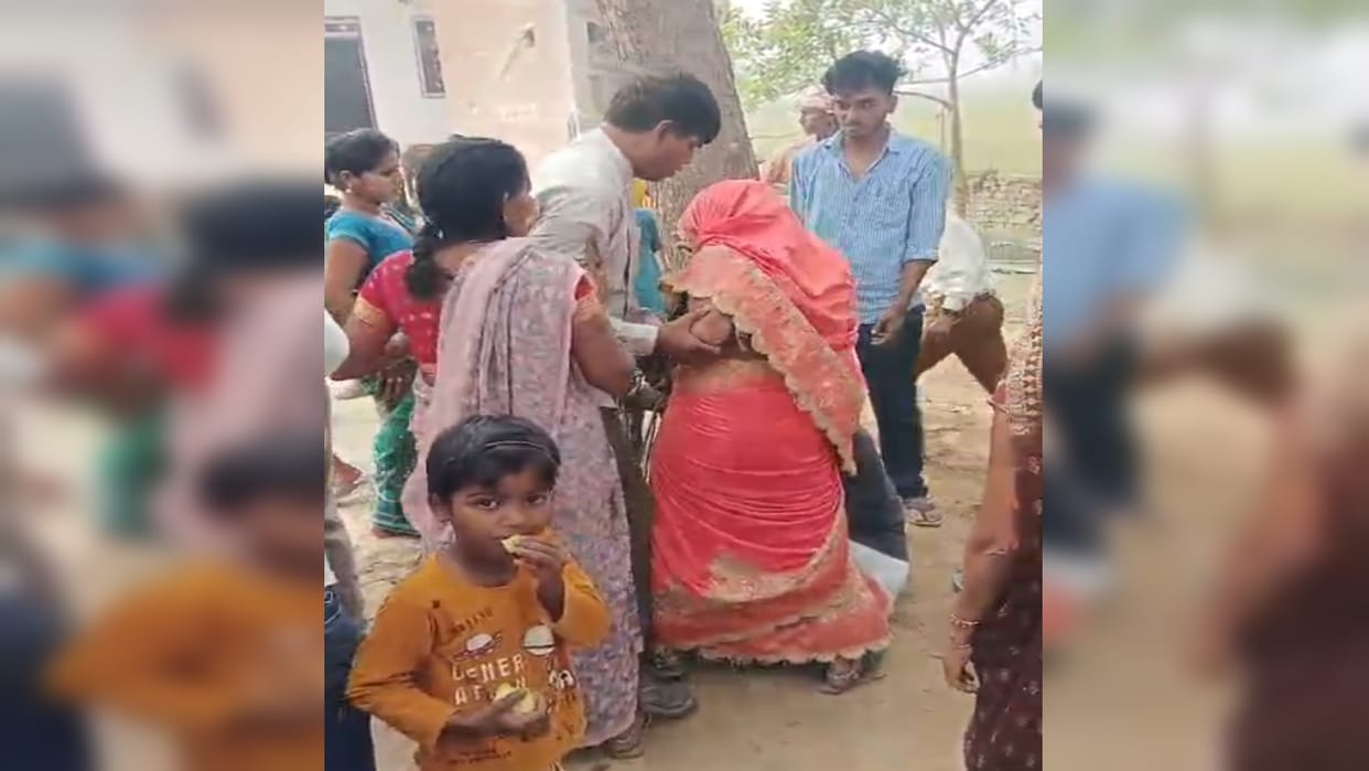 teacher was beaten up for entering a house and molesting a girl; a panchayat was held at the police station
