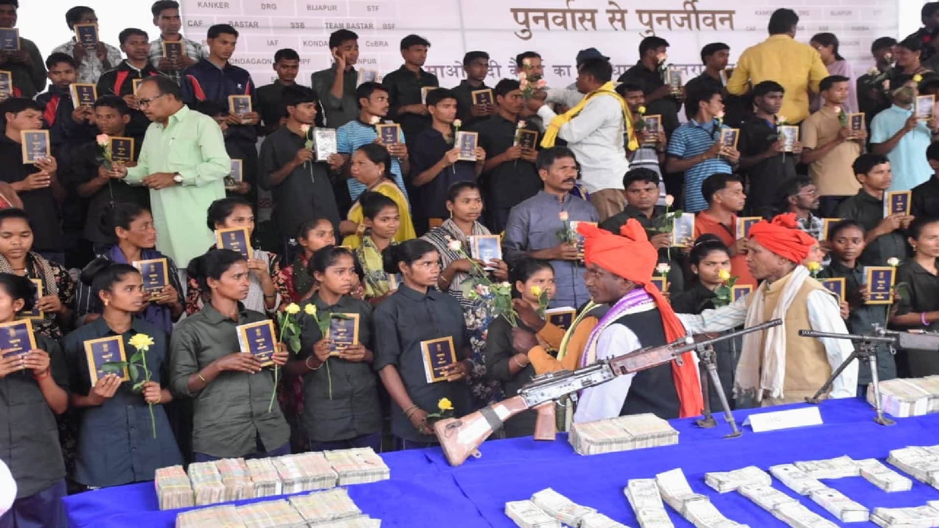 more than Rs 3 crore and one kg gold recovered from cg, 108 nxalites surrender, see here photos