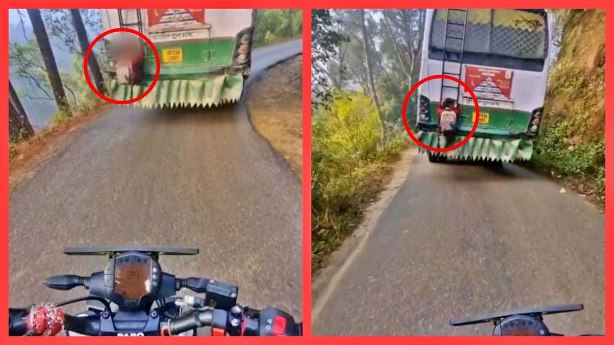Mandi Himachal School Student Hanging on Hrtc Bus Video Viral