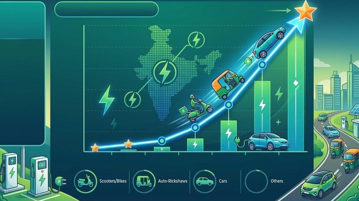 91% Growth 5 Years Registrations Hit 19.6L; Massive Govt Push Fuels India’s EV Sector