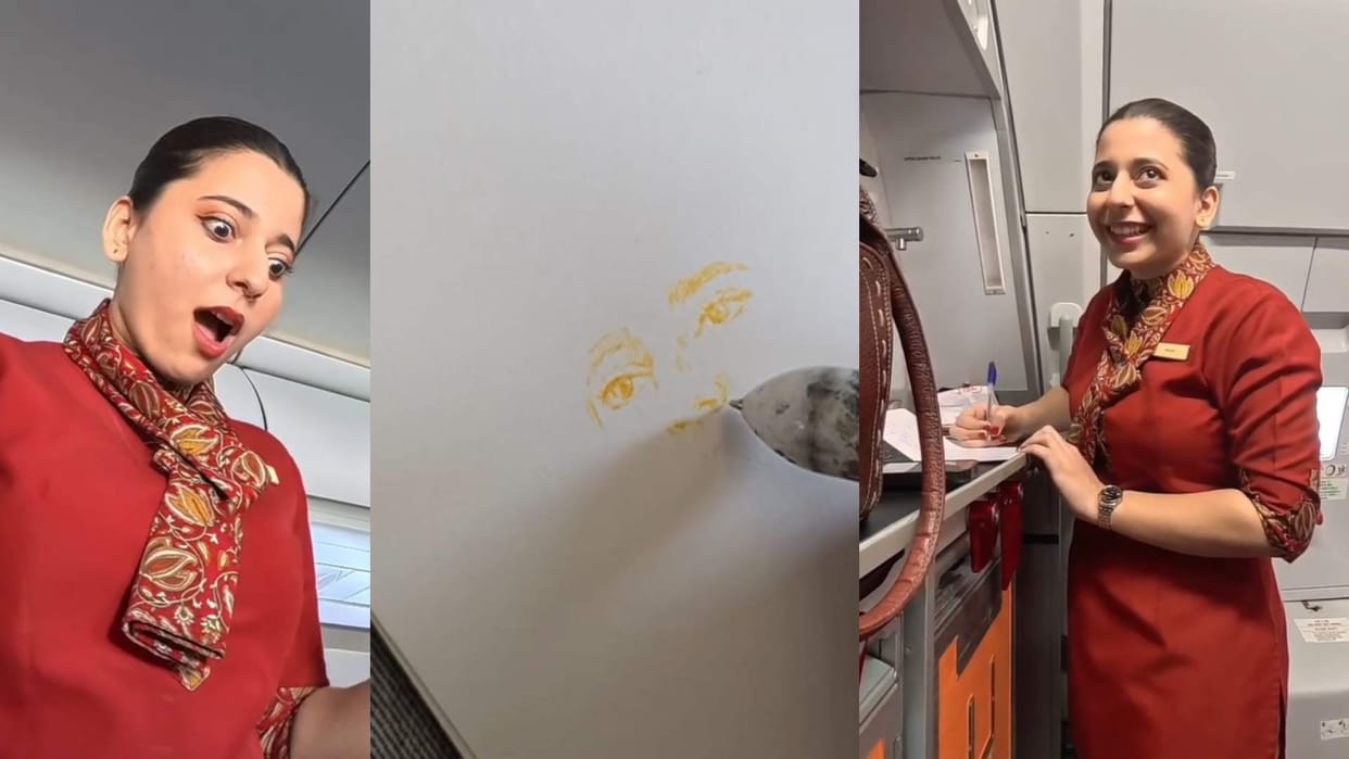 Sketch artist surprises air hostess on flight video goes viral on social media