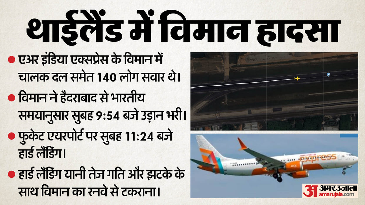 Air India Hard Landing plane landing in Thailand after nose wheel defect at Phuket airport hindi updates