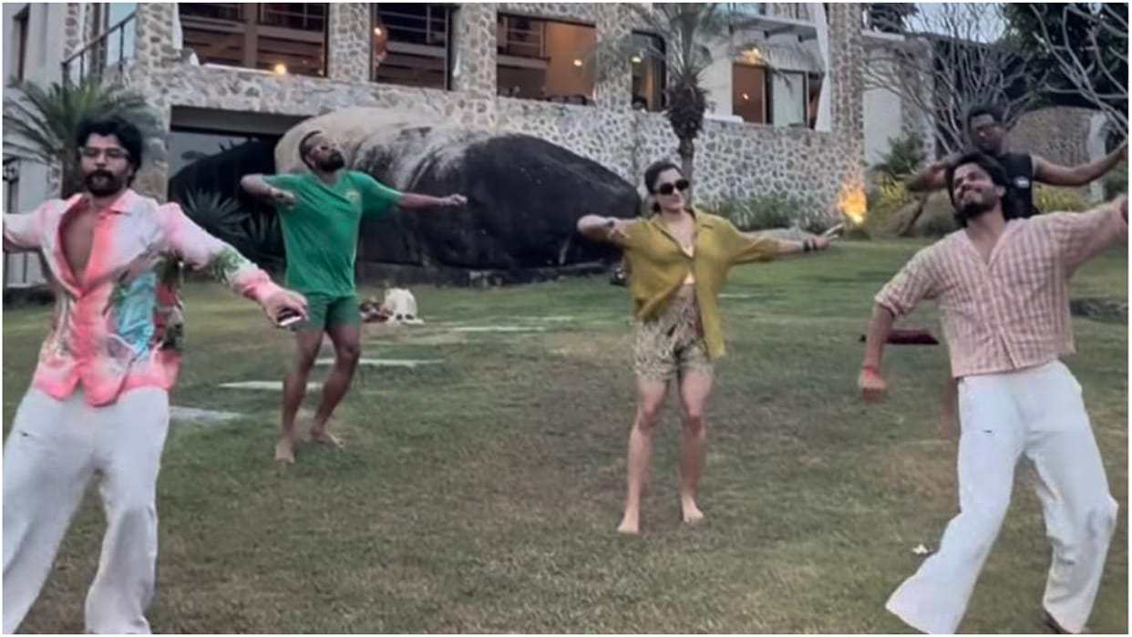 Rashmika Mandanna Dances With Hubby Vijay Deverakonda In Garden On Her Devar Anand Movie Song Sancharame
