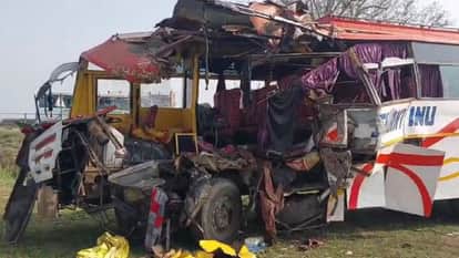 Private bus collides with truck parked on the road, 27 devotees injured in lakhimpur kheri
