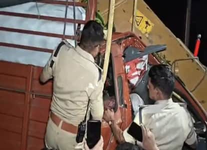 Indore: An Eicher vehicle loaded with bananas collided with a parked truck in Indore, killing two people.