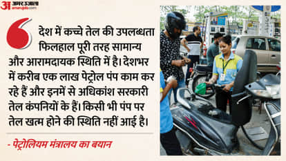 Crude oil supply situation comfortable; no dry out at any of 1 lakh petrol pumps in the country- oil ministry