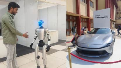 IIT BHU Technex 2026 Robot Salutes Army Ferrari Car on Display CEO Visits Kashi Vishwanath Temple